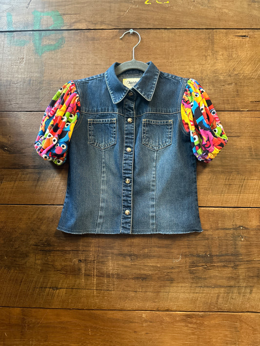 Kids Puff Sleeve Denim Shirt | Size 5T