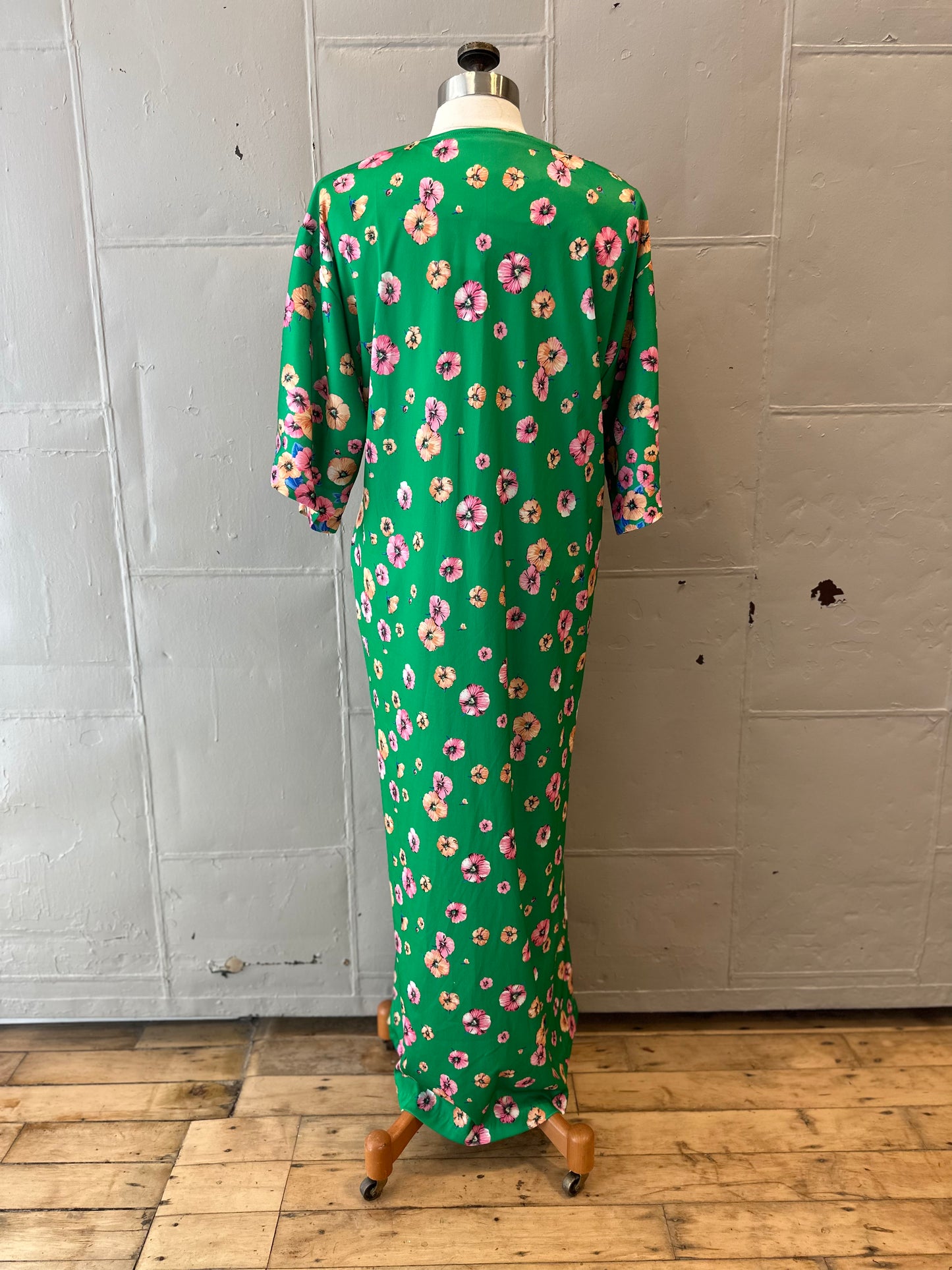 Vintage House Dress in Bright Green Floral