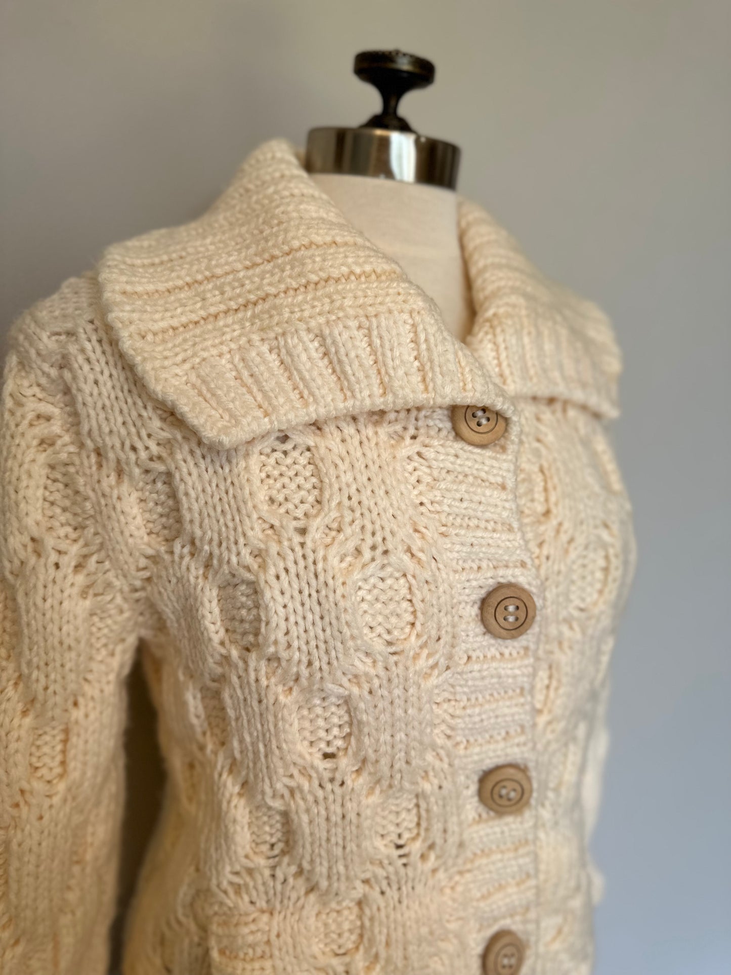 Vintage Cream Shawl Collar Sweater