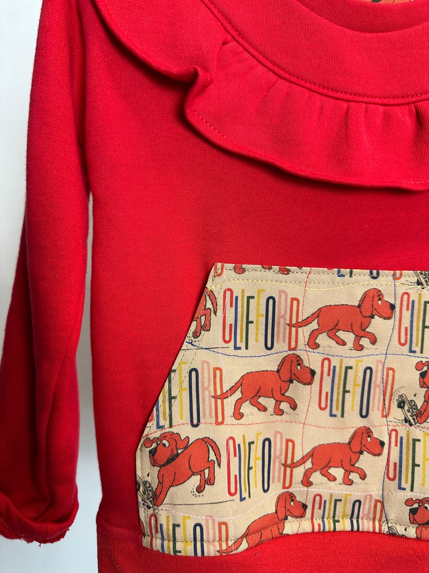 Kids Red Ruffle Crewneck | Size 5T
