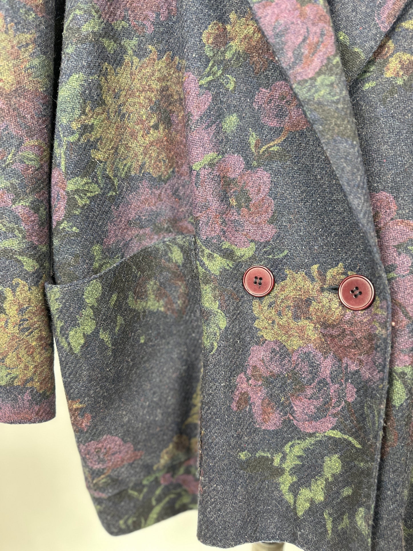 Vintage East West Floral Wool Coat