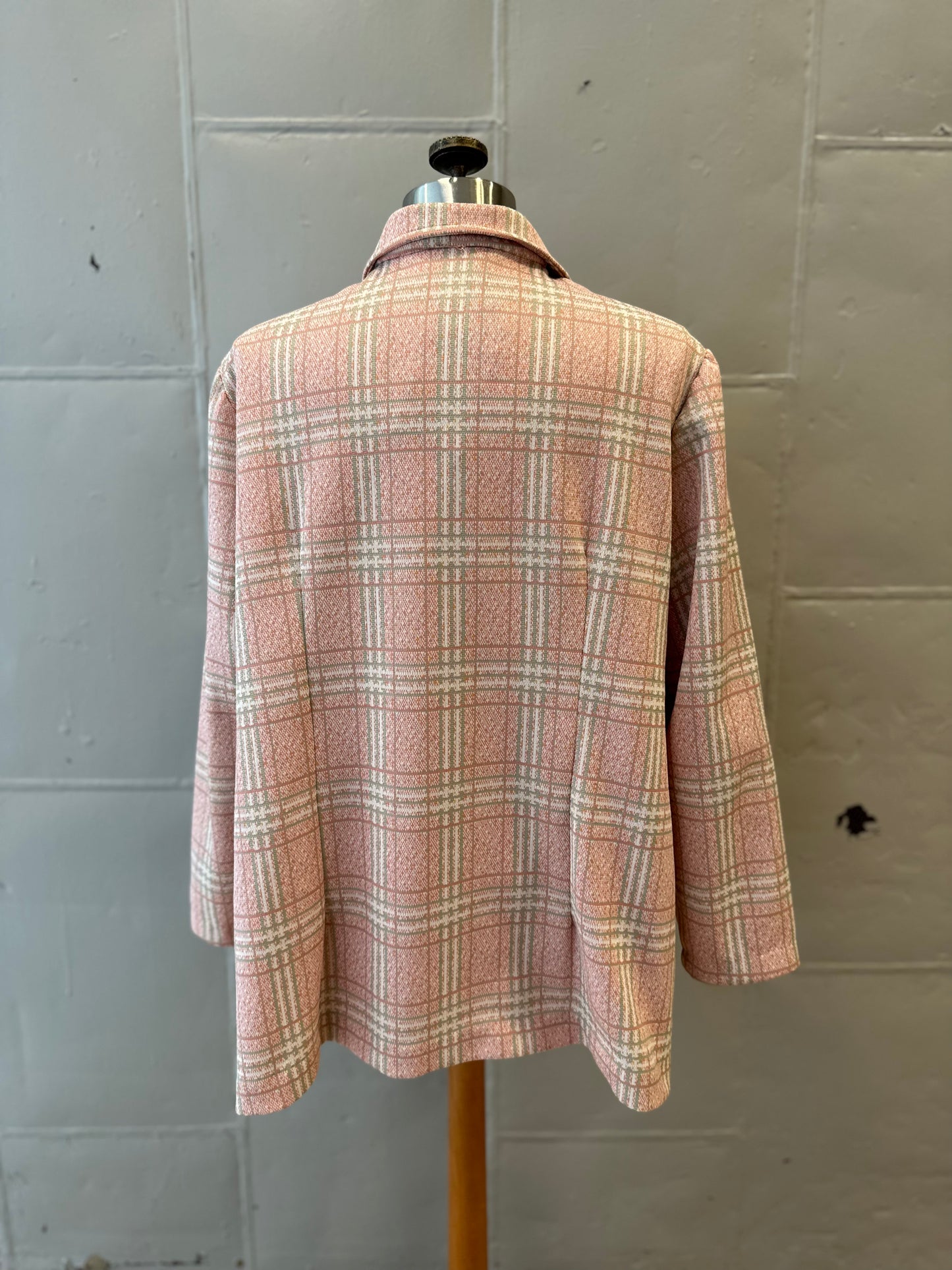 Vintage Pink Plaid Polyester Jacket