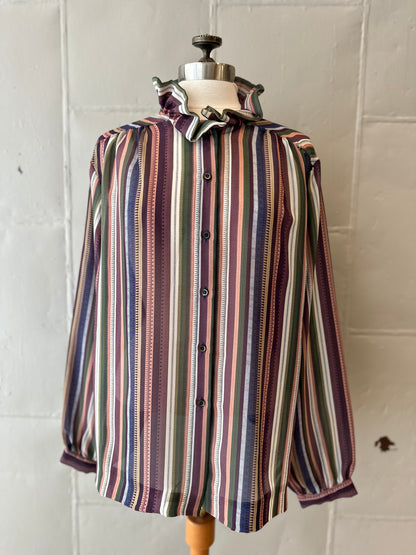 Vintage Bethany Ruffle Striped Shirt