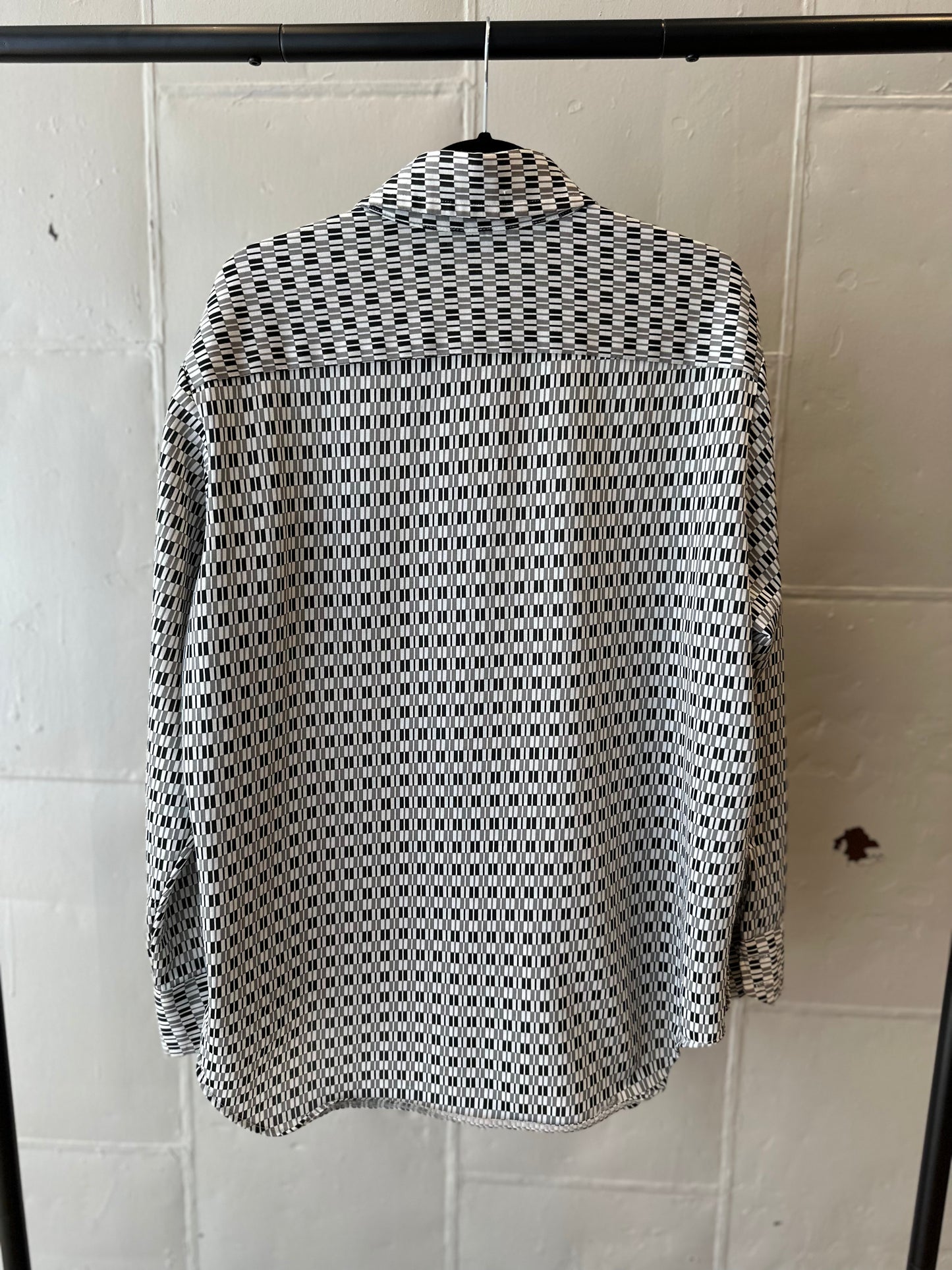 Vintage Black/White Checkered Polyester Shirt