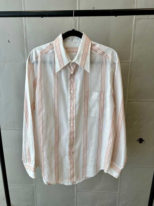 Vintage White & Pink Striped Button Down