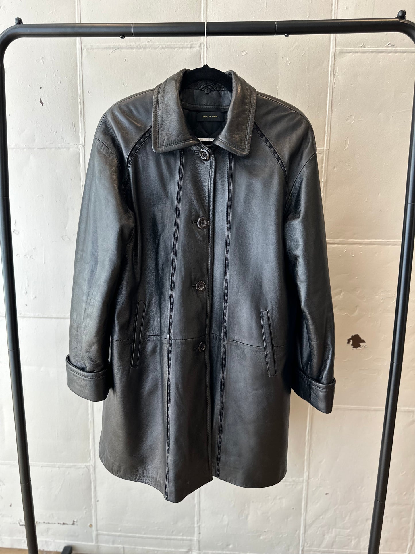 Vintage Donatello Black Leather Coat