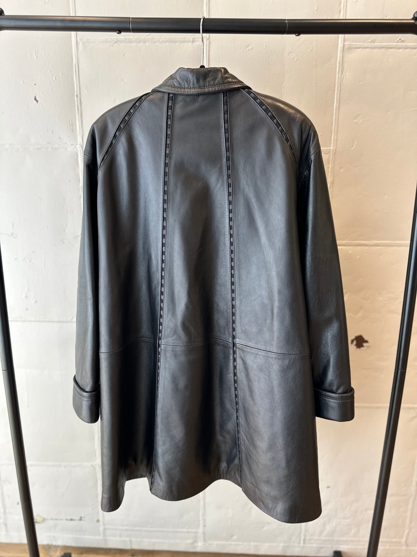 Vintage Donatello Black Leather Coat