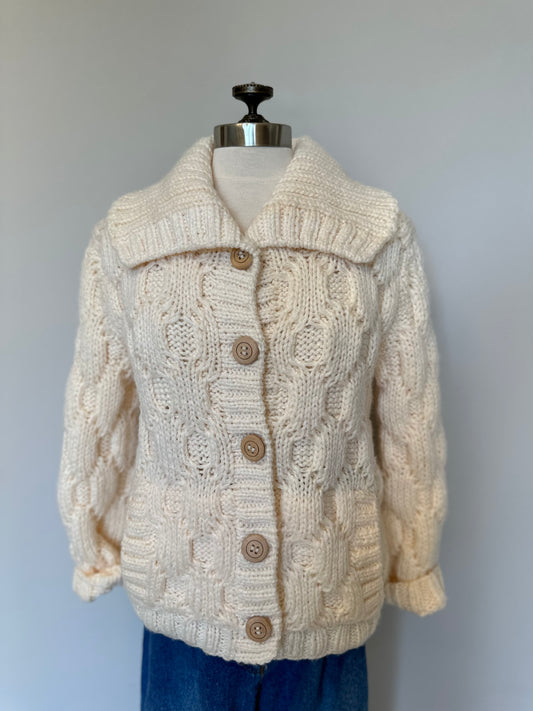 Vintage Cream Shawl Collar Sweater