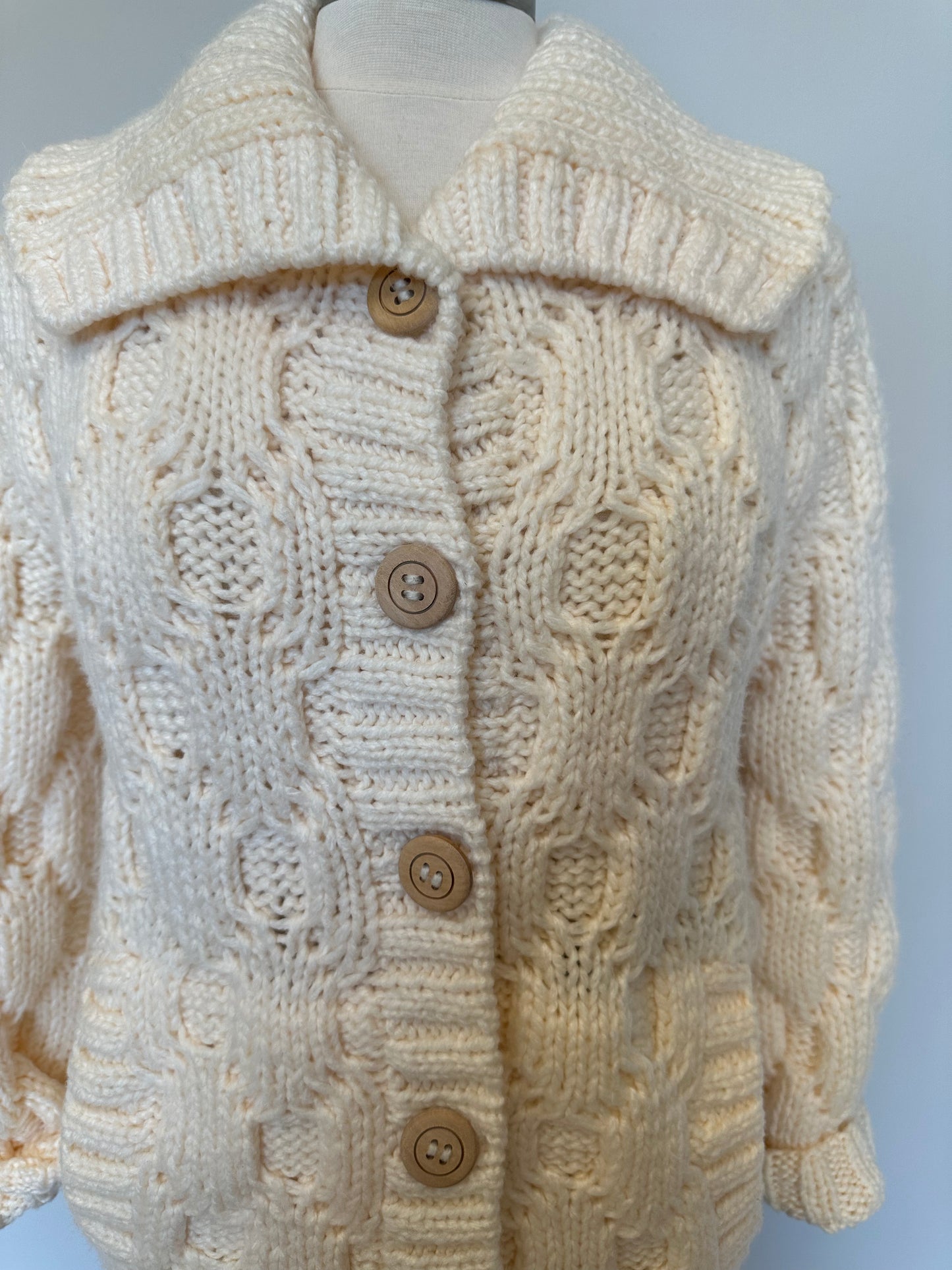 Vintage Cream Shawl Collar Sweater