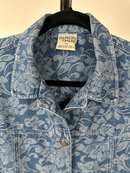 Vintage Allison Daly Floral Denim Jacket