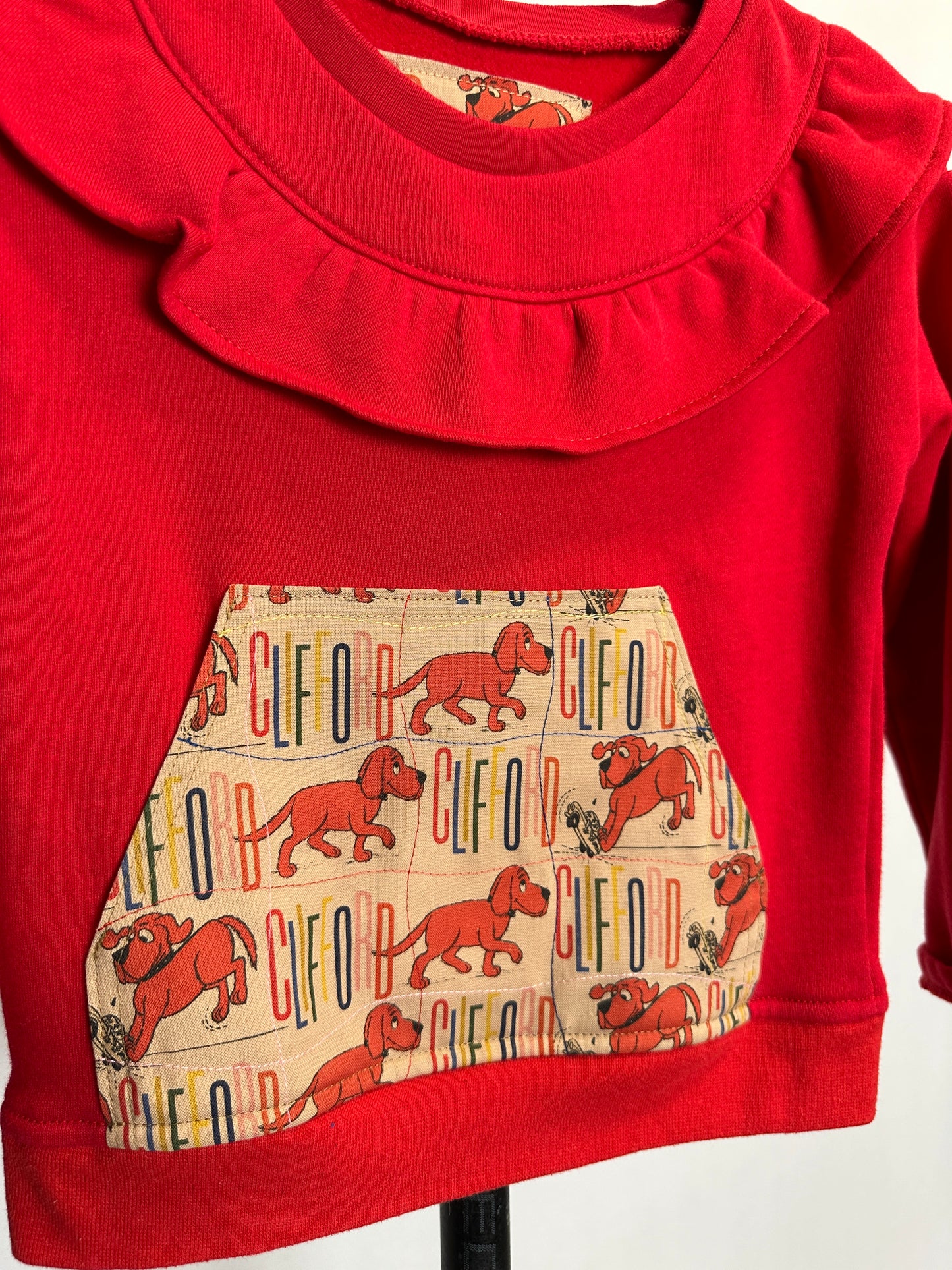 Kids Red Ruffle Crewneck | Size 5T