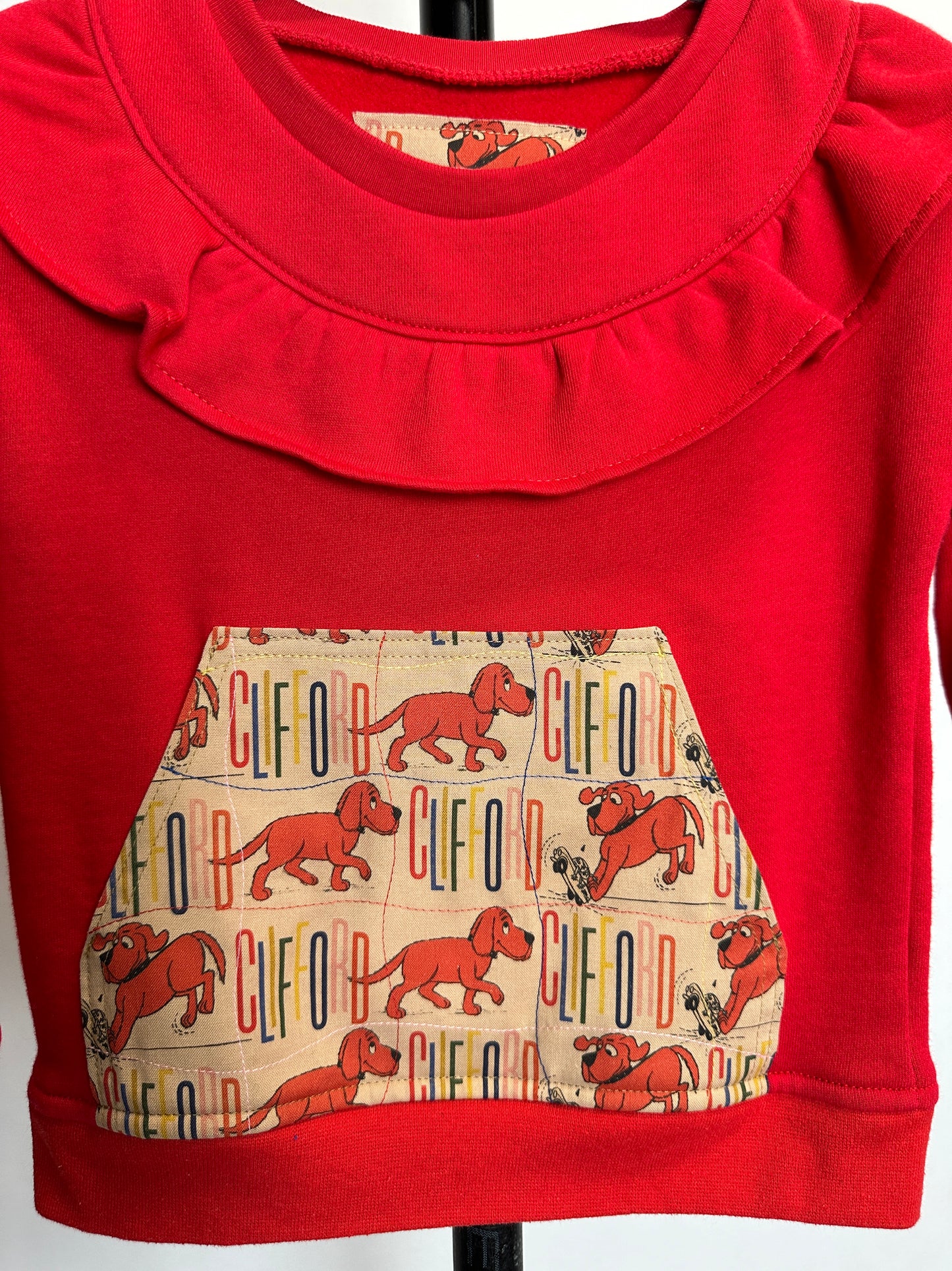 Kids Red Ruffle Crewneck | Size 5T